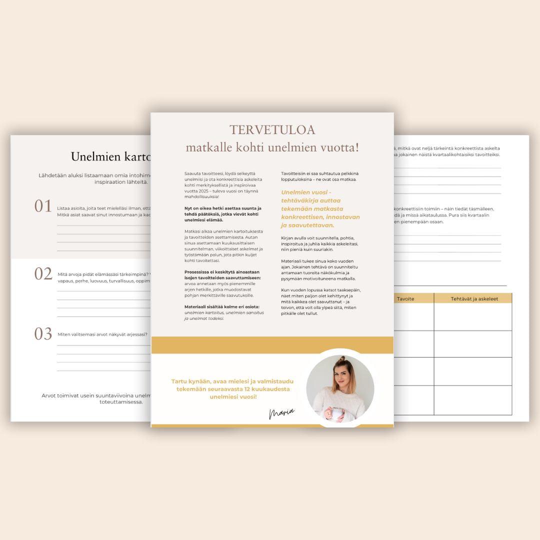 Unelmien vuosi 2025 -tehtäväkirja